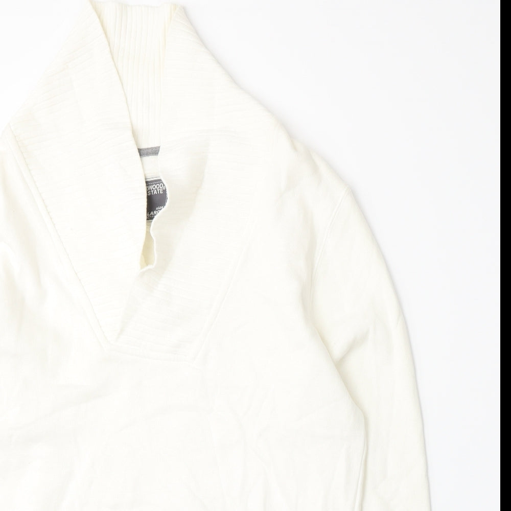 Cedar Wood State Womens White  Jersey Pullover Sweatshirt Size L