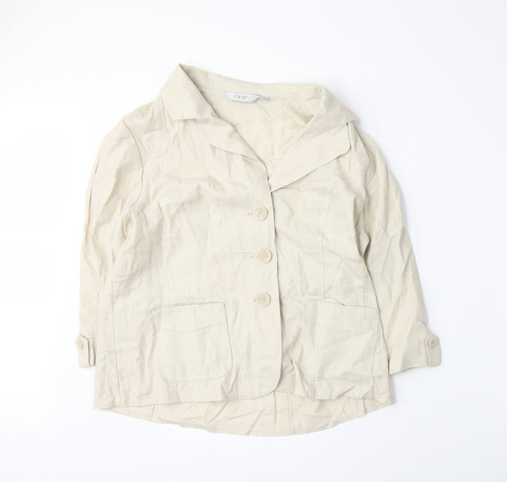 EWM Womens Beige Jacket Blazer Size 16