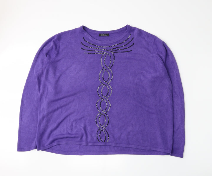 BM Womens Purple  Knit Pullover Jumper Size XL