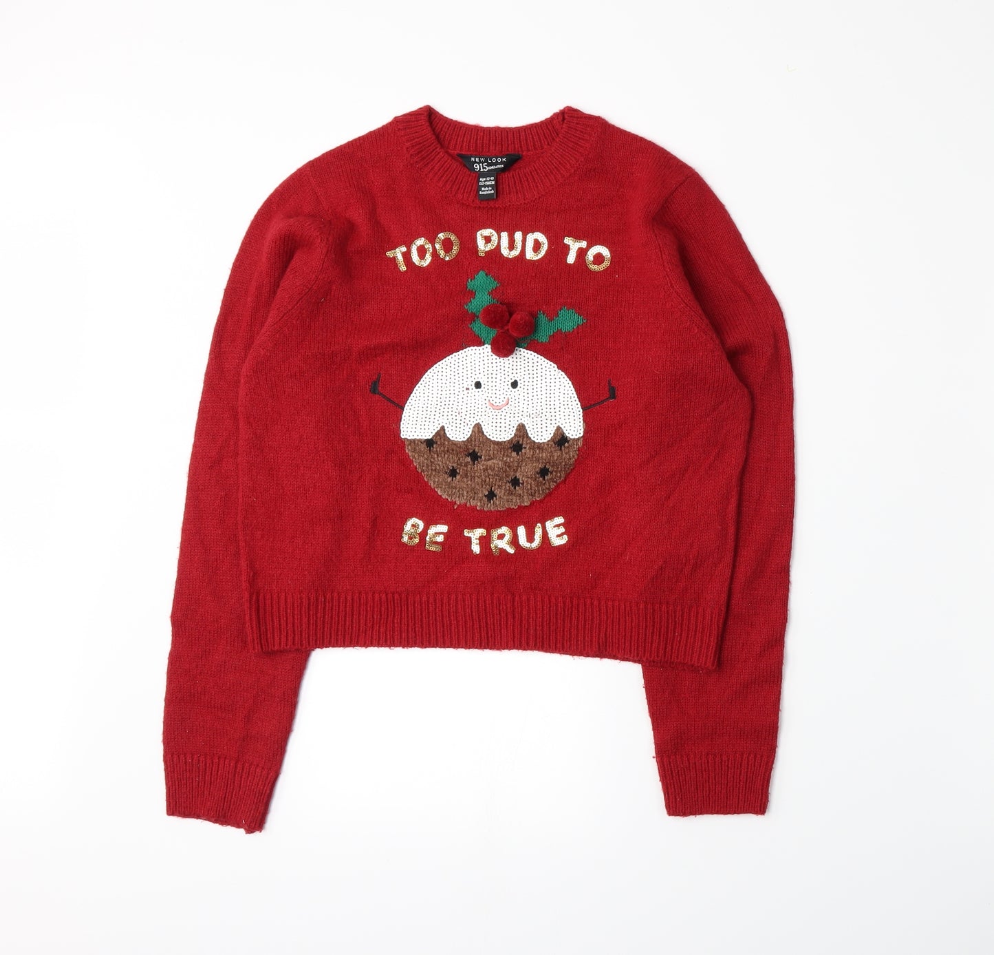 New Look Girls Red  Knit Pullover Jumper Size 12-13 Years