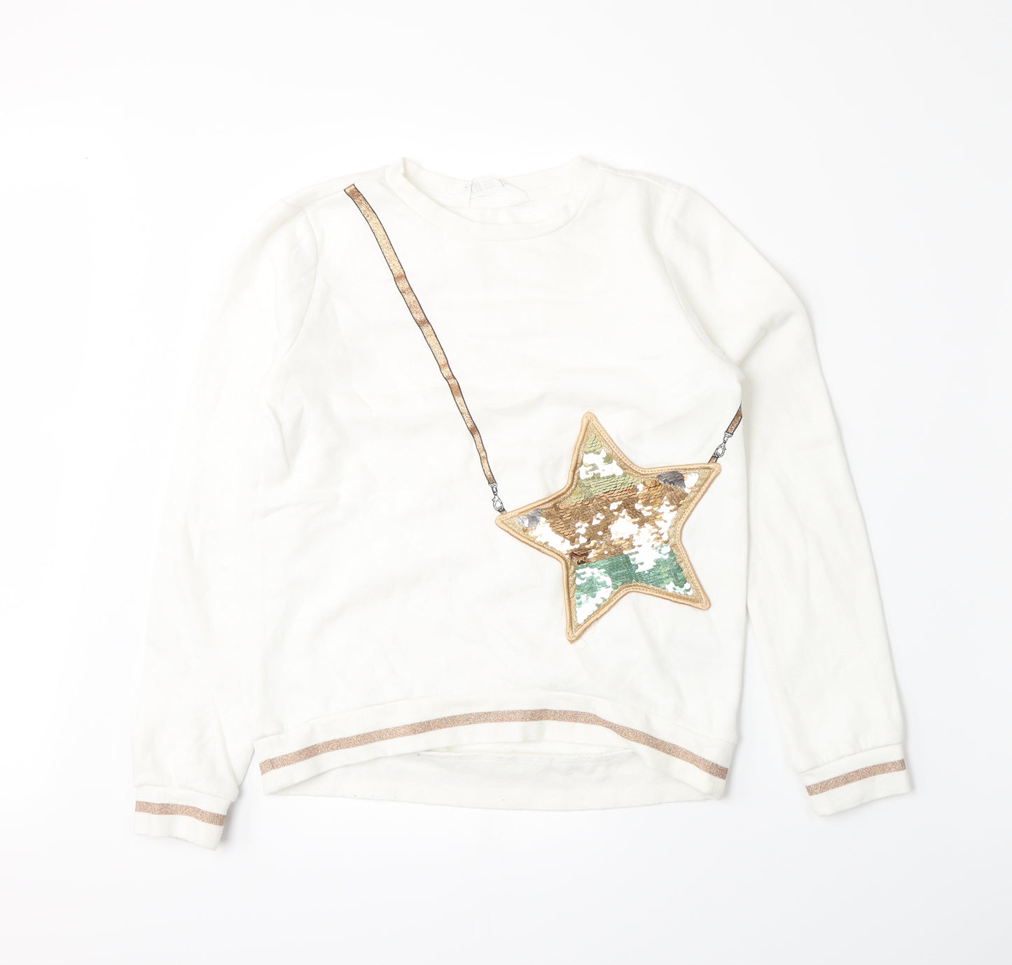 H&M Girls White   Pullover Sweatshirt Size 10-11 Years