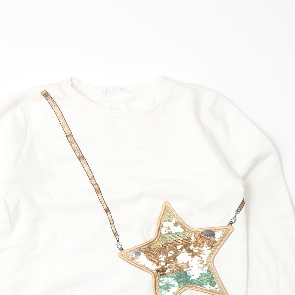 H&M Girls White   Pullover Sweatshirt Size 10-11 Years