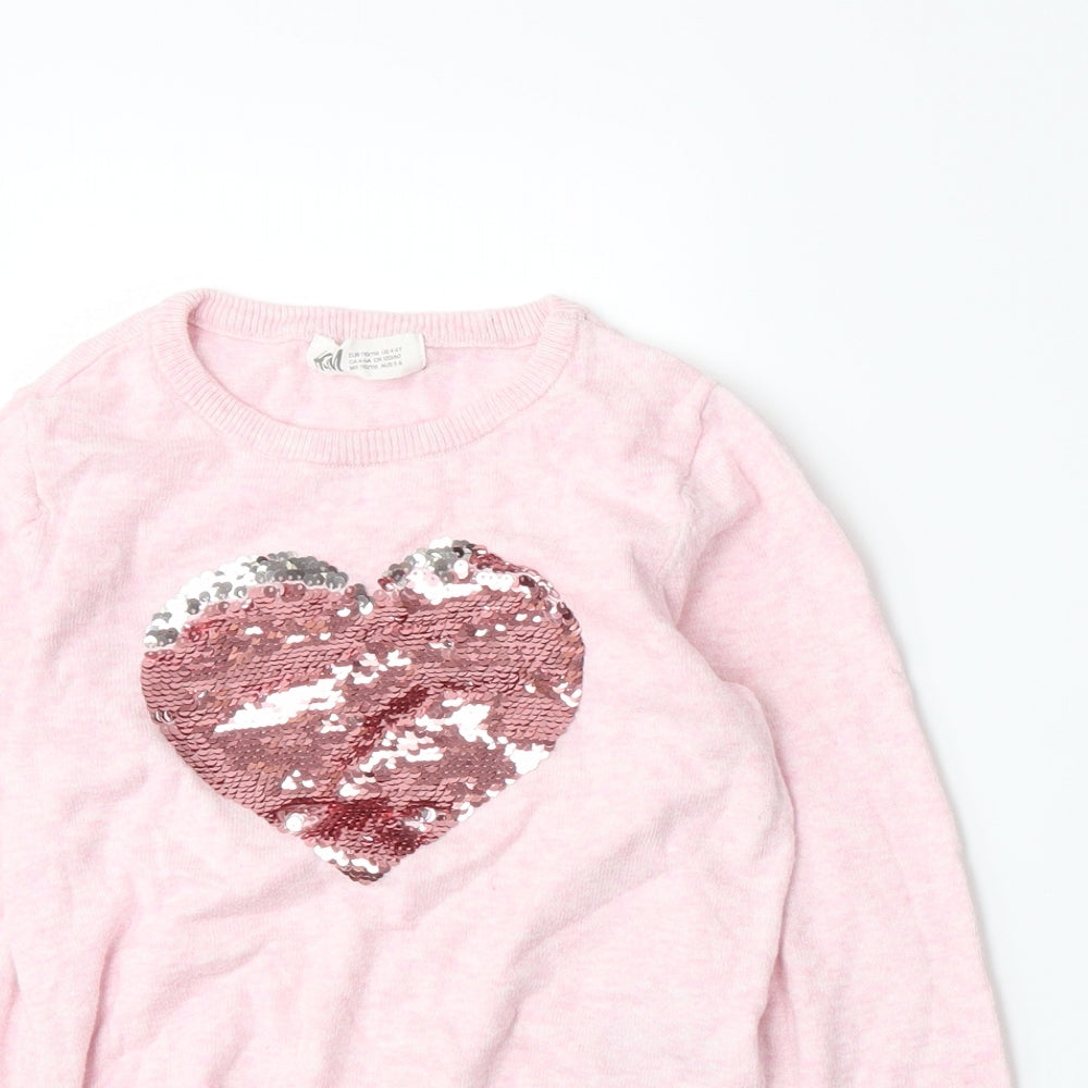 H&M Girls Pink   Pullover Jumper Size 4-5 Years