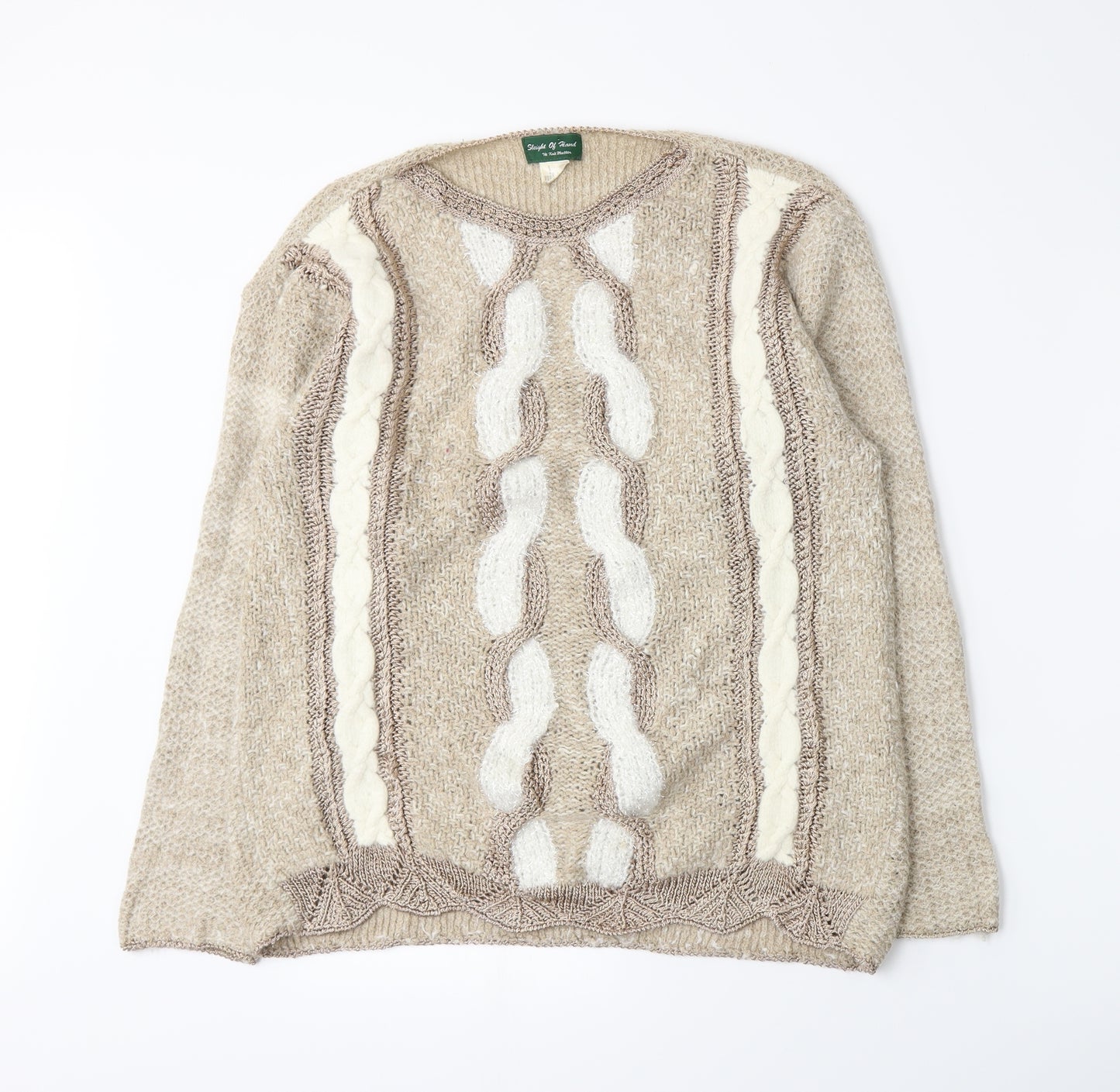 Sleight of Hand Womens Beige  Knit Pullover Jumper Size M