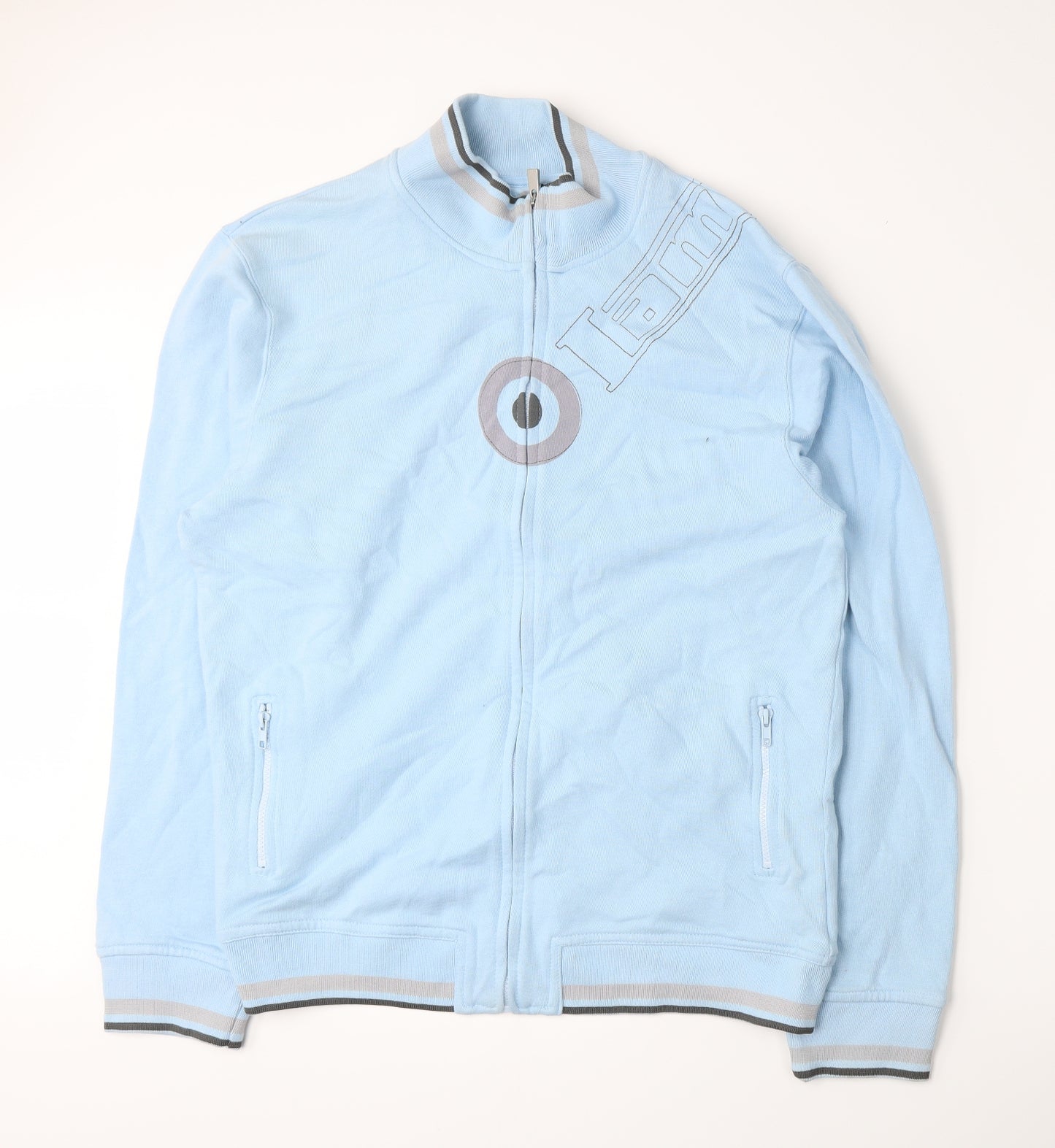 Lambretta Mens Blue  Jersey Full Zip Sweatshirt Size 2XL