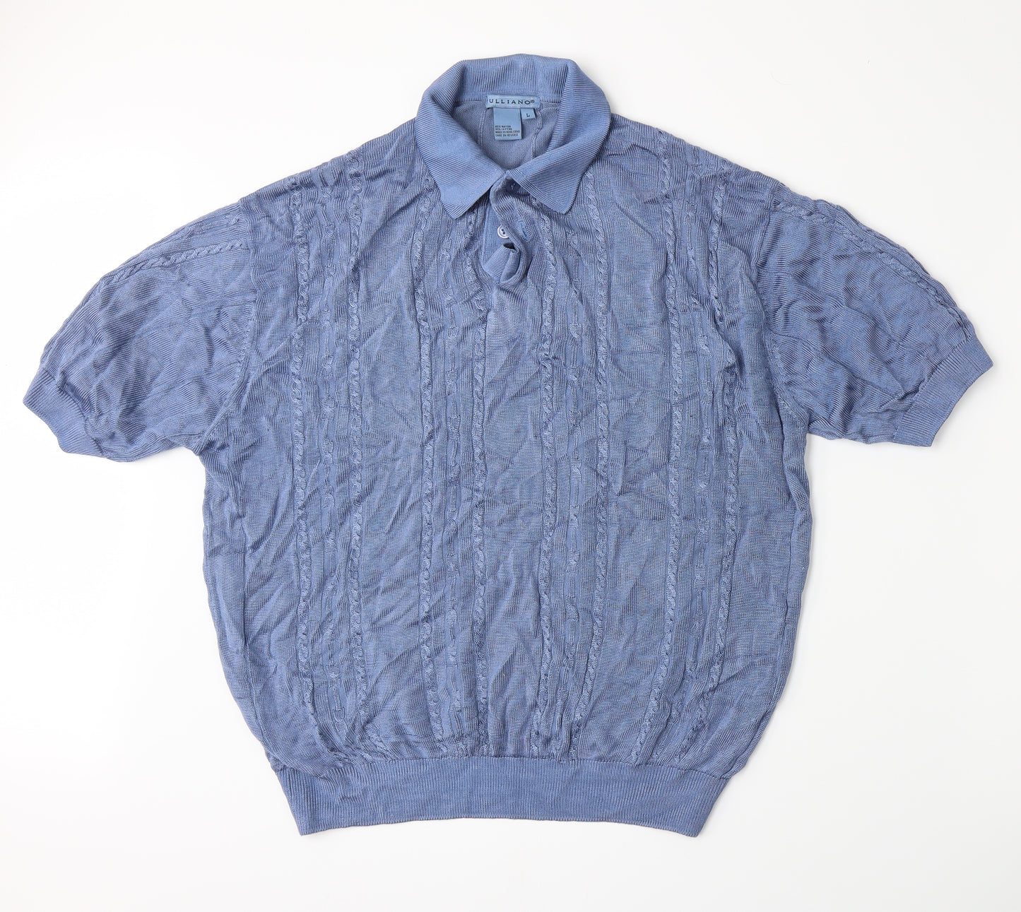 Tulliano Mens Blue  Rayon  Polo Size L