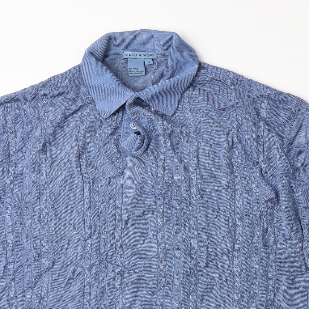 Tulliano Mens Blue  Rayon  Polo Size L
