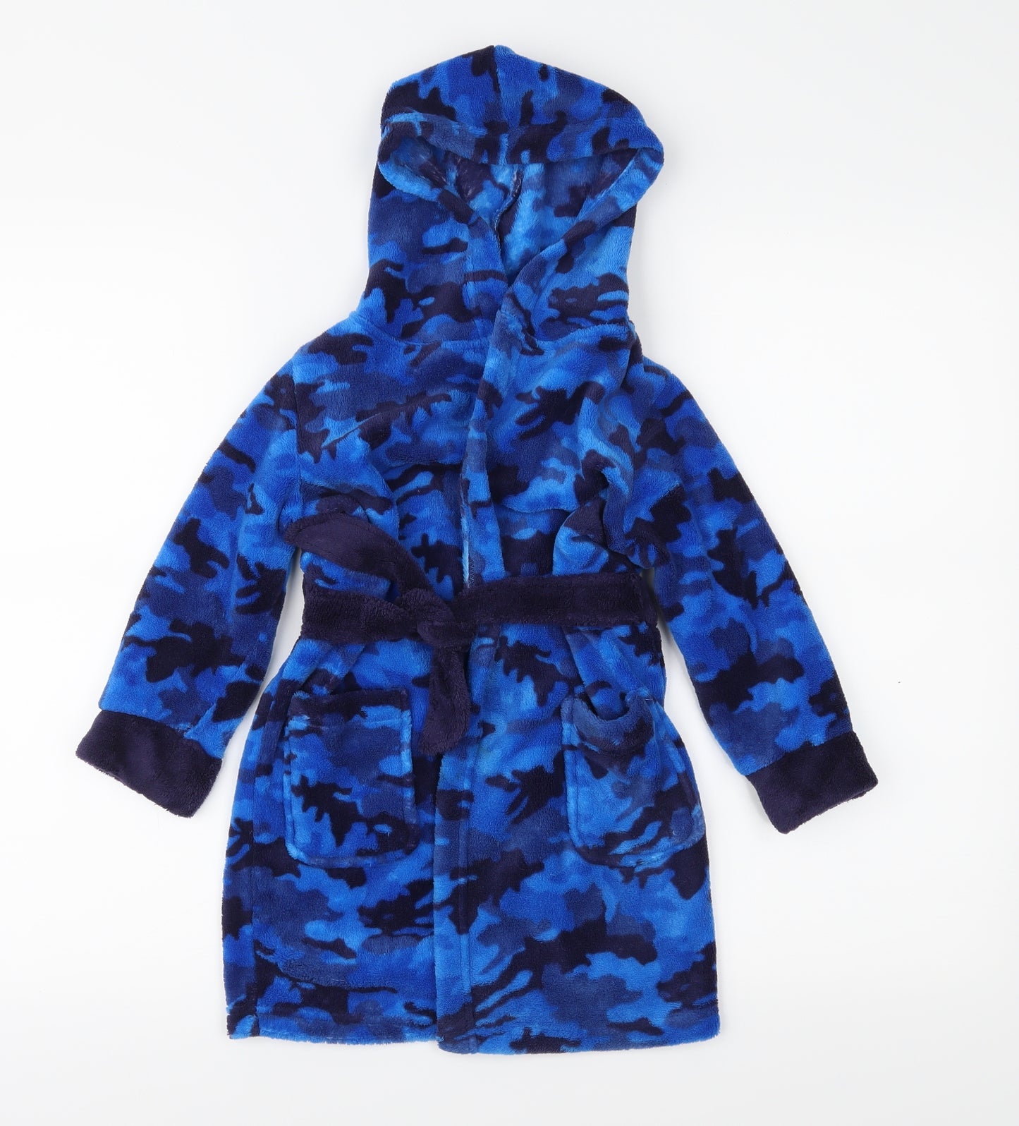 TU Boys Blue Camouflage Fleece  Robe Size 3-4 Years