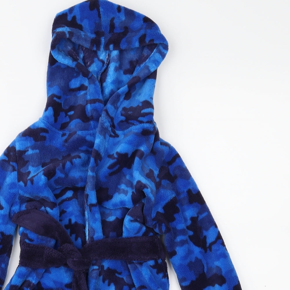 TU Boys Blue Camouflage Fleece  Robe Size 3-4 Years