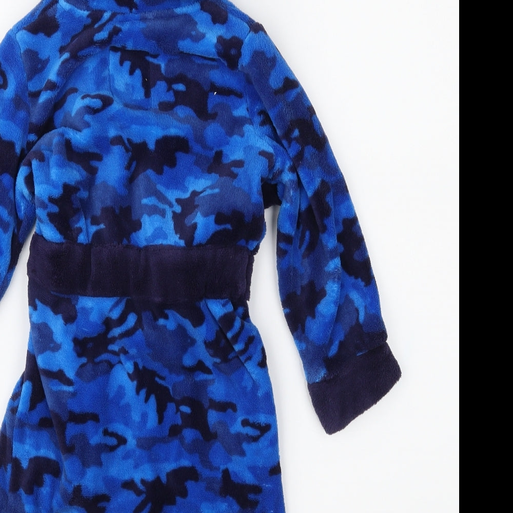 TU Boys Blue Camouflage Fleece  Robe Size 3-4 Years