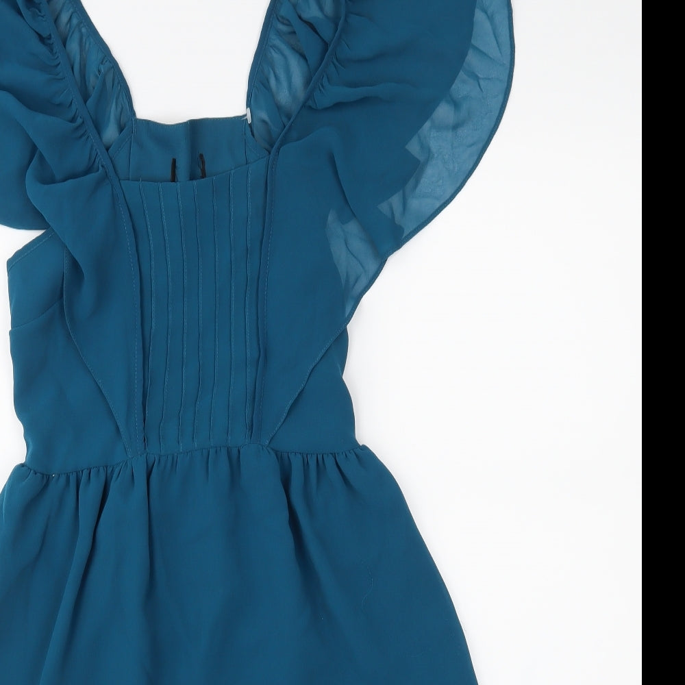 Preworn Womens Green  Chiffon Fit & Flare  Size 8