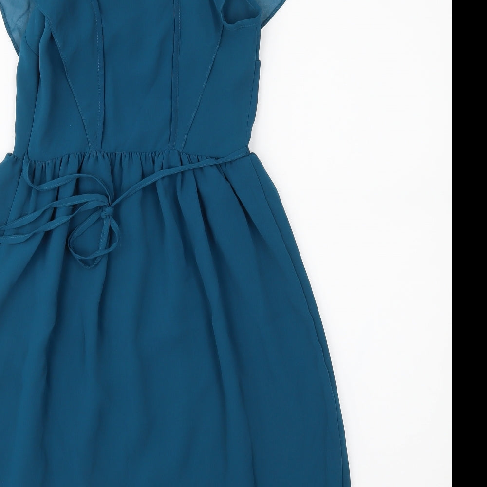 Preworn Womens Green  Chiffon Fit & Flare  Size 8