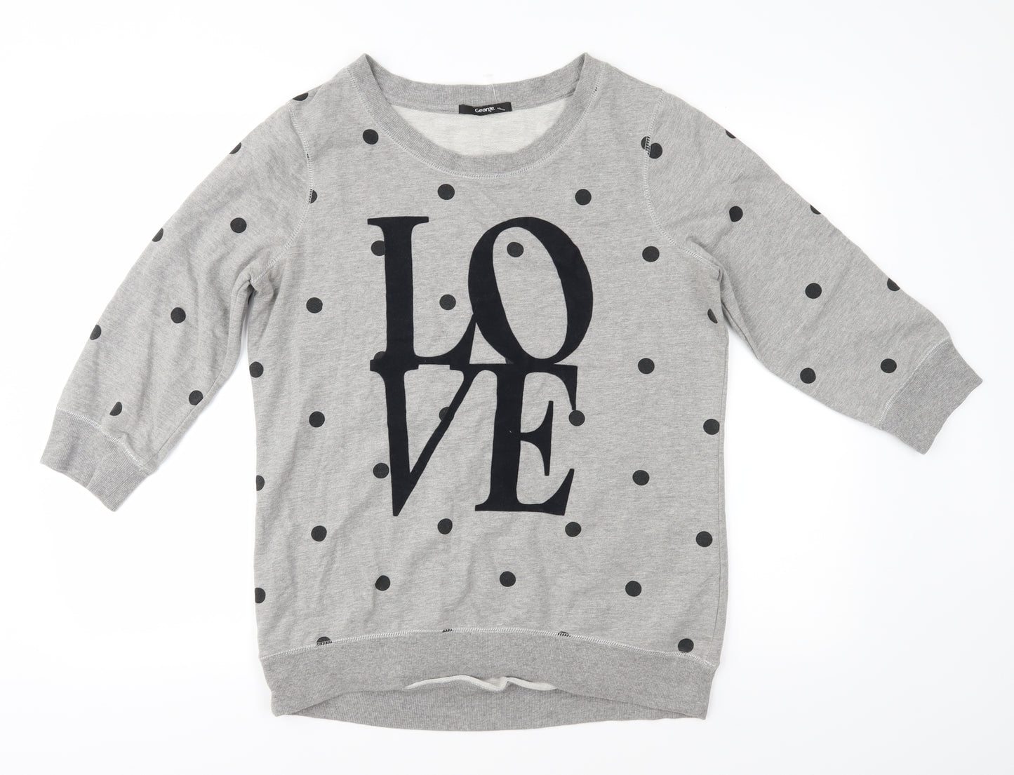 George Womens Grey Polka Dot Jersey Pullover Sweatshirt Size 14