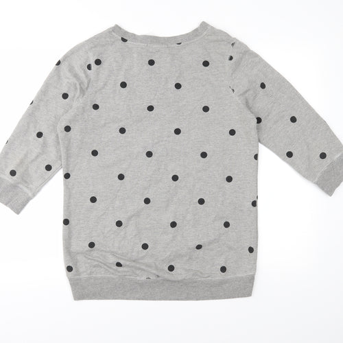 George Womens Grey Polka Dot Jersey Pullover Sweatshirt Size 14