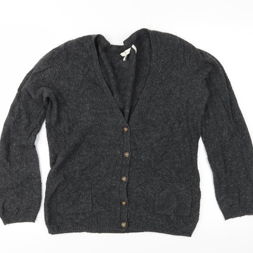 Fat Face Womens Grey  Knit Cardigan Jumper Size 12