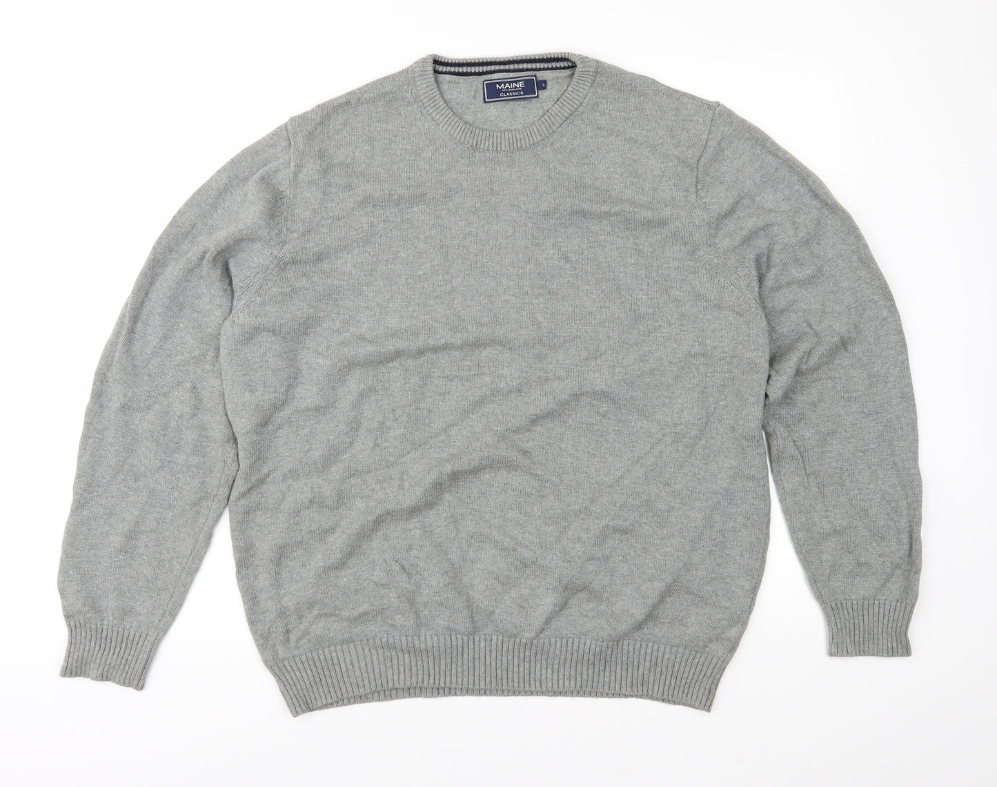 Maine New England Mens Grey  Knit Pullover Jumper Size L