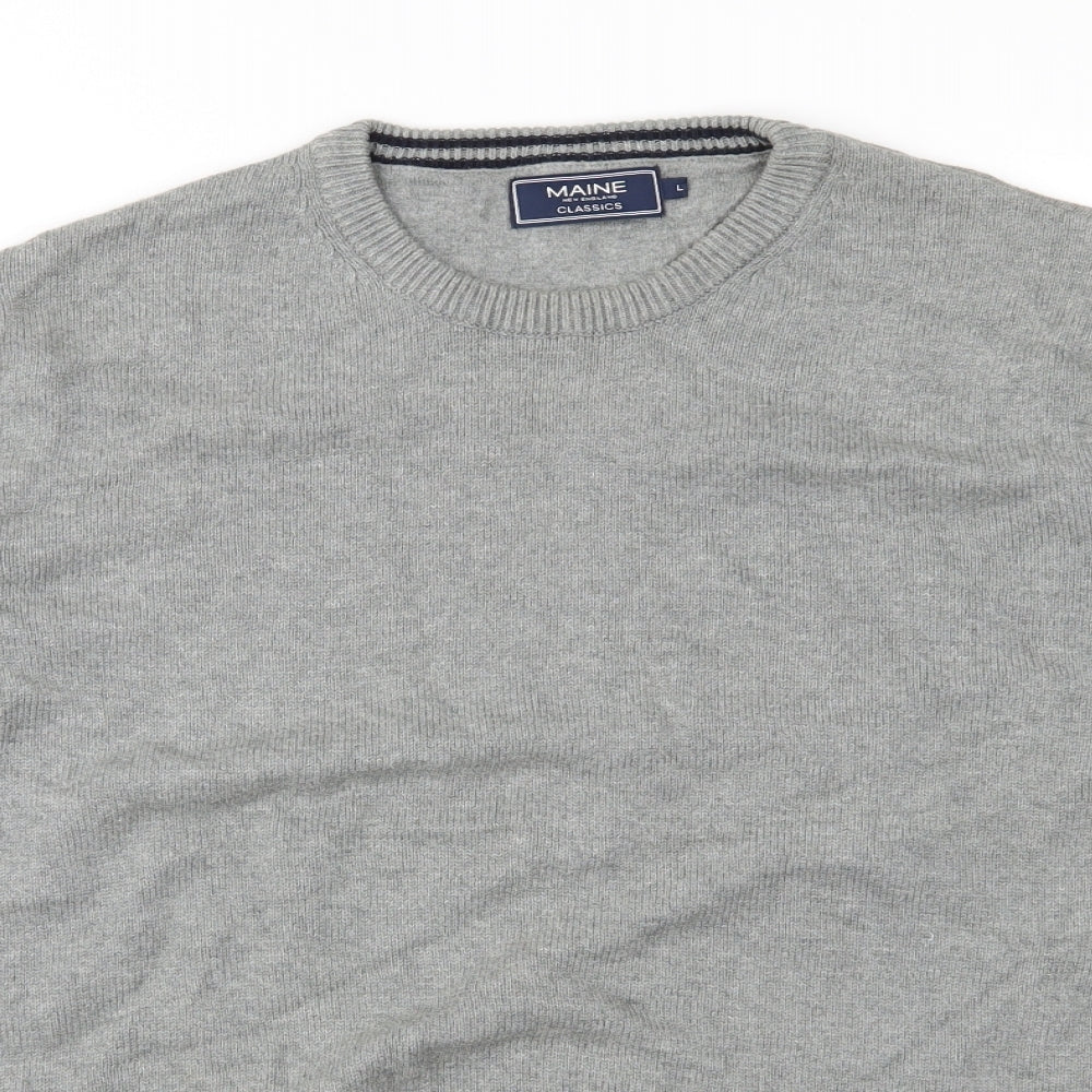 Maine New England Mens Grey  Knit Pullover Jumper Size L