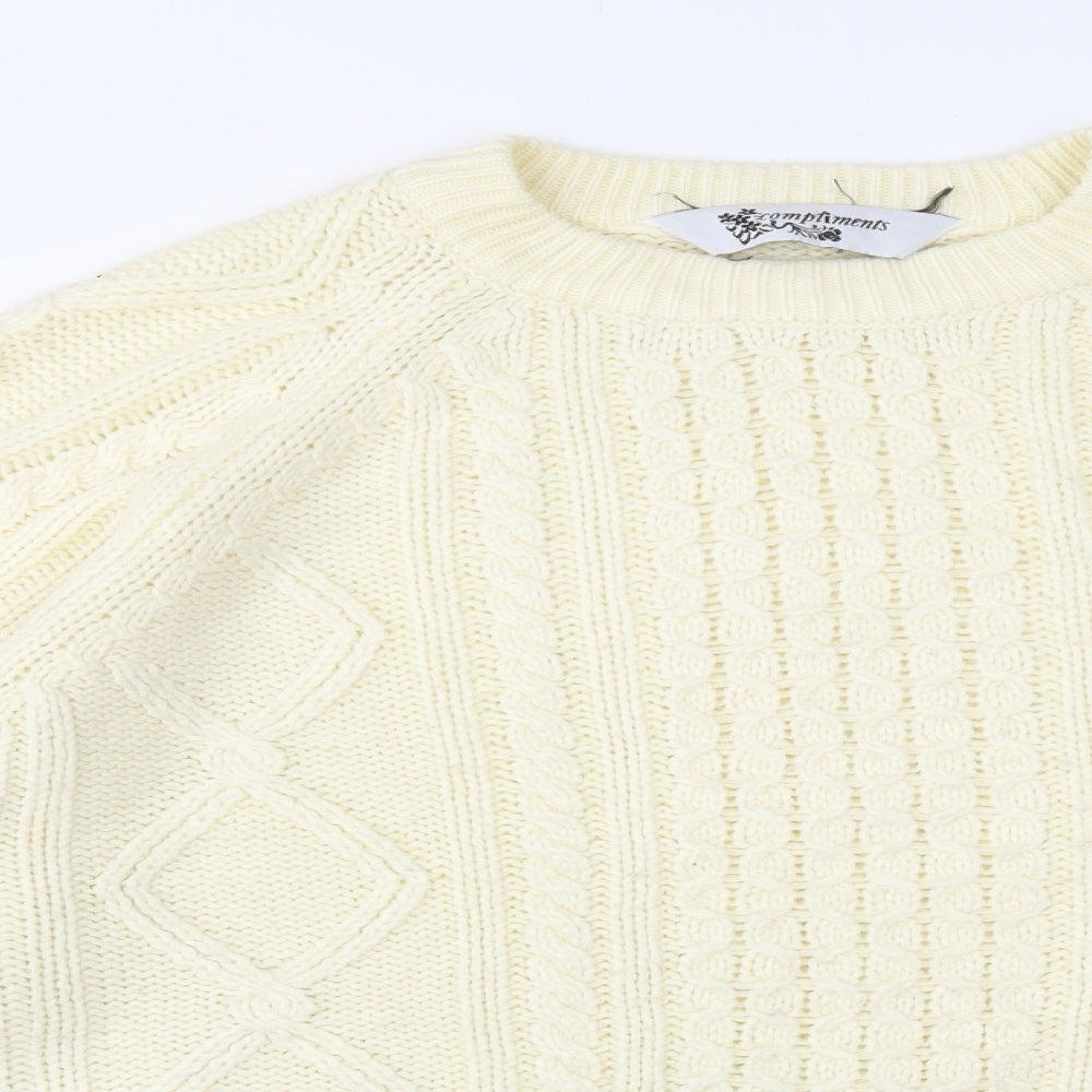 Compliments Womens Ivory  Knit Pullover Jumper Size 14