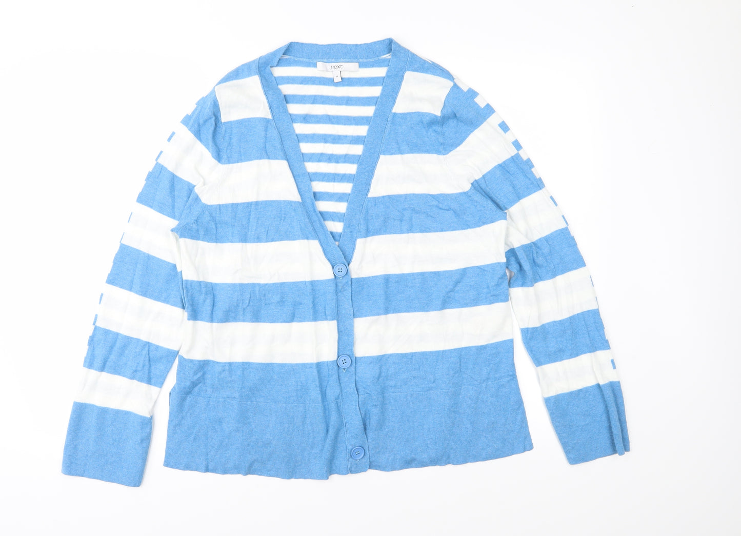 NEXT Womens Blue Striped Knit Cardigan Jumper Size 18