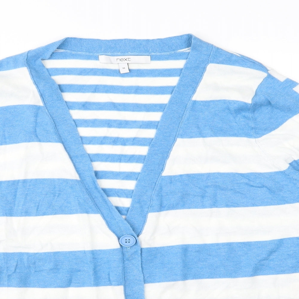 NEXT Womens Blue Striped Knit Cardigan Jumper Size 18