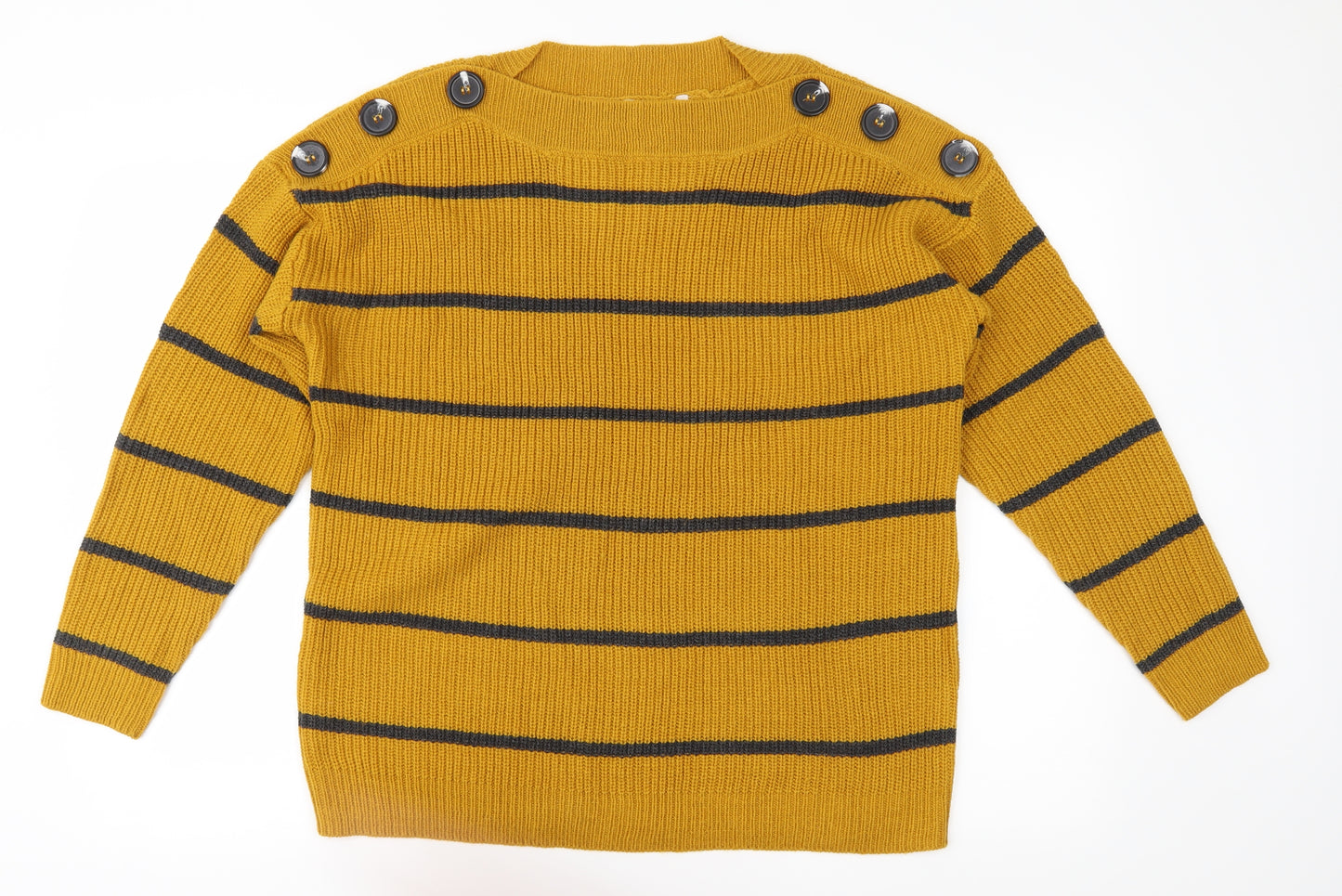 Pep & Co Womens Brown Striped Knit Pullover Jumper Size 14