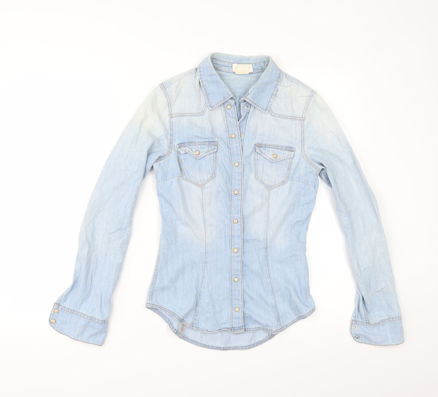SHIRT Womens Blue  Denim Tunic Button-Up Size 4