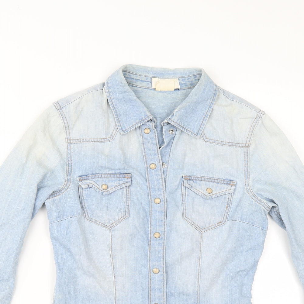 SHIRT Womens Blue  Denim Tunic Button-Up Size 4
