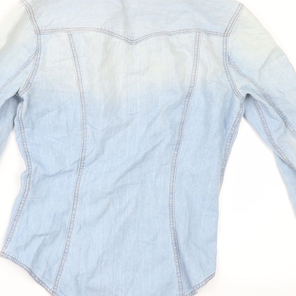 SHIRT Womens Blue  Denim Tunic Button-Up Size 4
