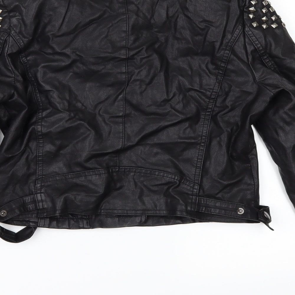Topshop Womens Black   Jacket  Size 2  - leather look
