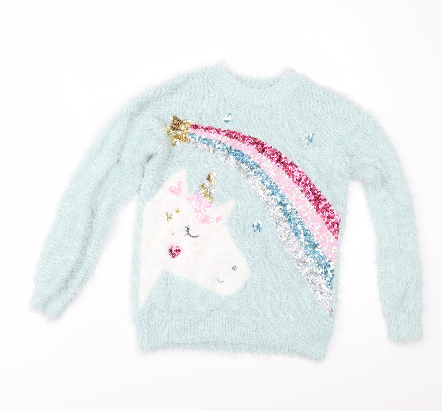 F&F Girls Green   Pullover Jumper Size 7-8 Years