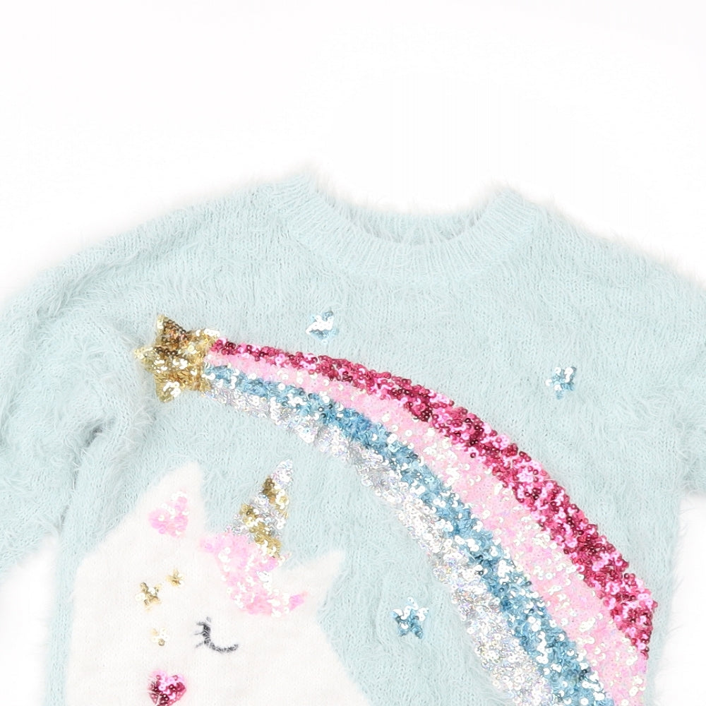 F&F Girls Green   Pullover Jumper Size 7-8 Years