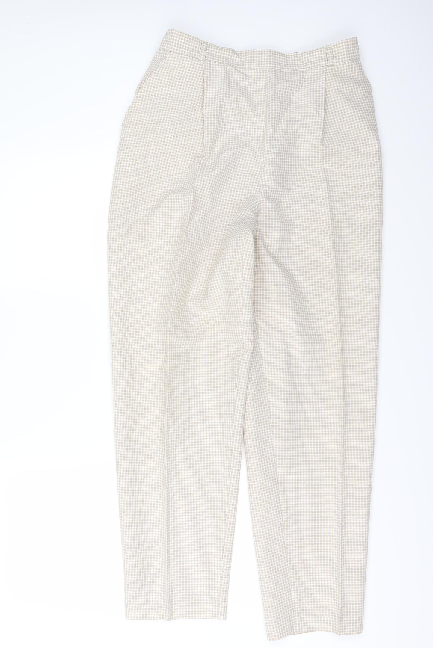 Marks and Spencer Womens Beige Check  Trousers  Size 16 L28 in