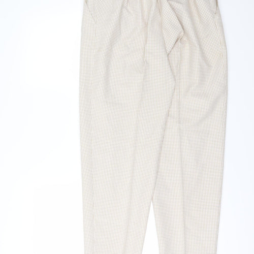 Marks and Spencer Womens Beige Check  Trousers  Size 16 L28 in