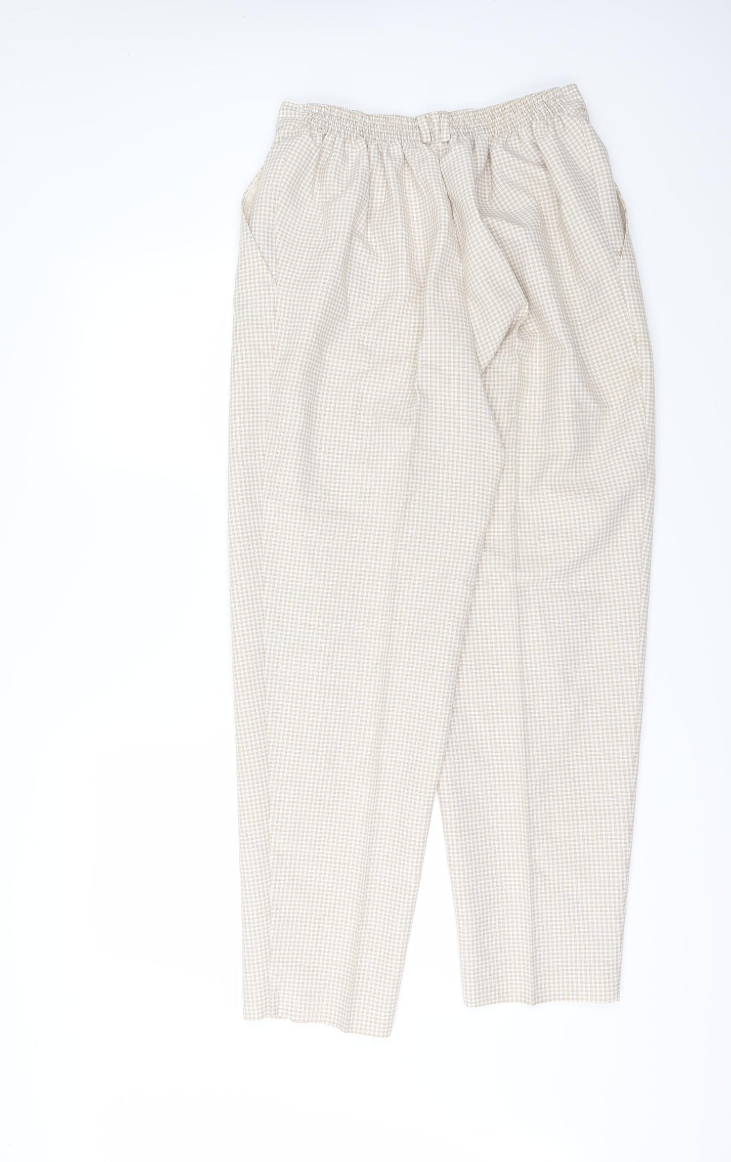 Marks and Spencer Womens Beige Check  Trousers  Size 16 L28 in