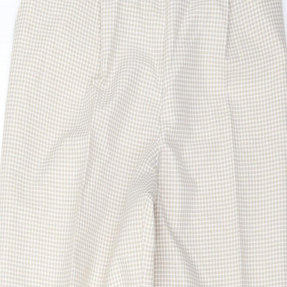 Marks and Spencer Womens Beige Check  Trousers  Size 16 L28 in