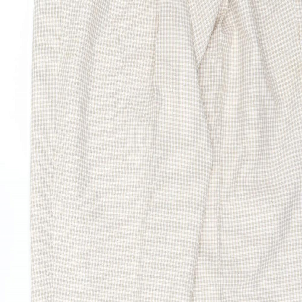 Marks and Spencer Womens Beige Check  Trousers  Size 16 L28 in