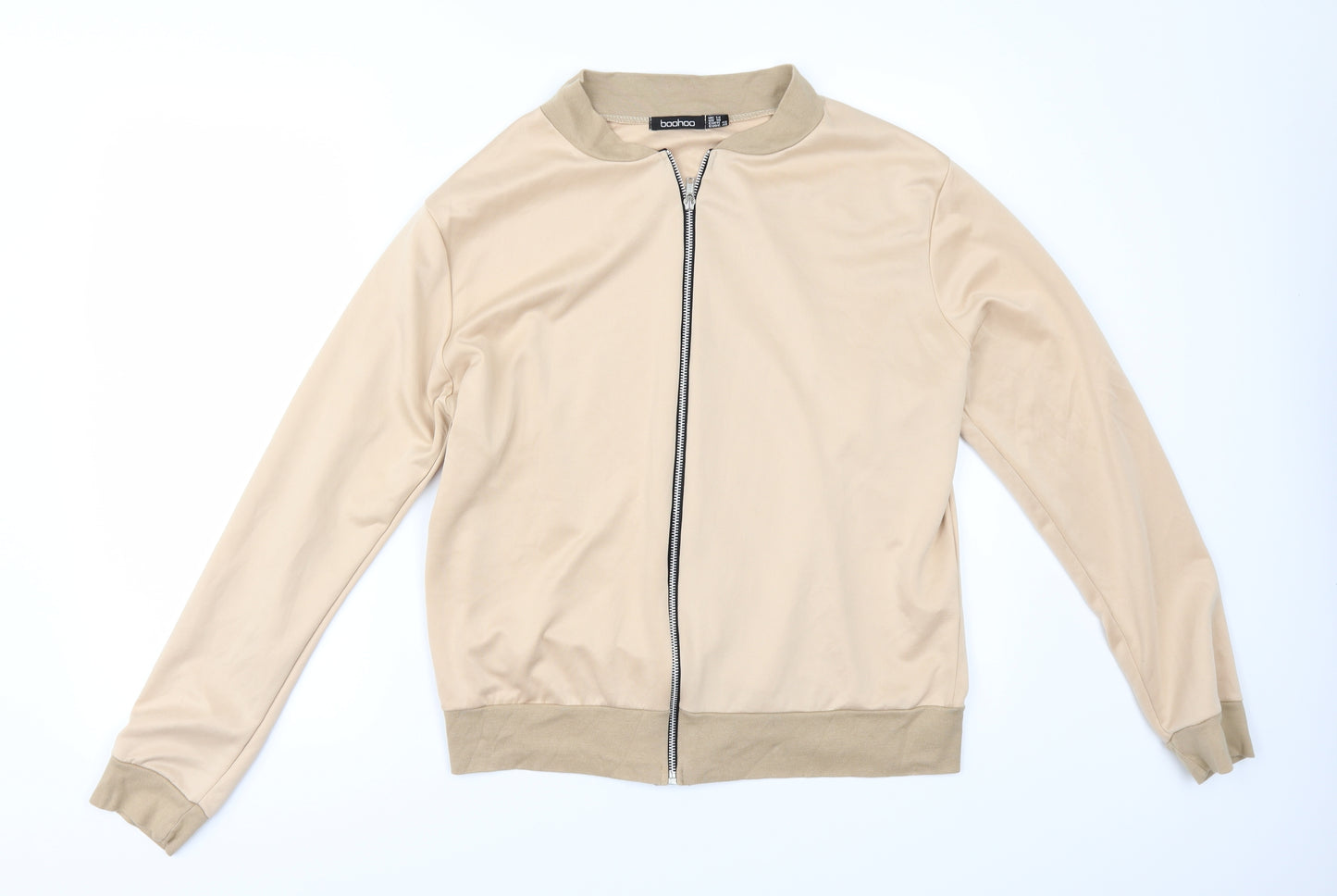 Boohoo Womens Beige   Bomber Jacket Jacket Size 14