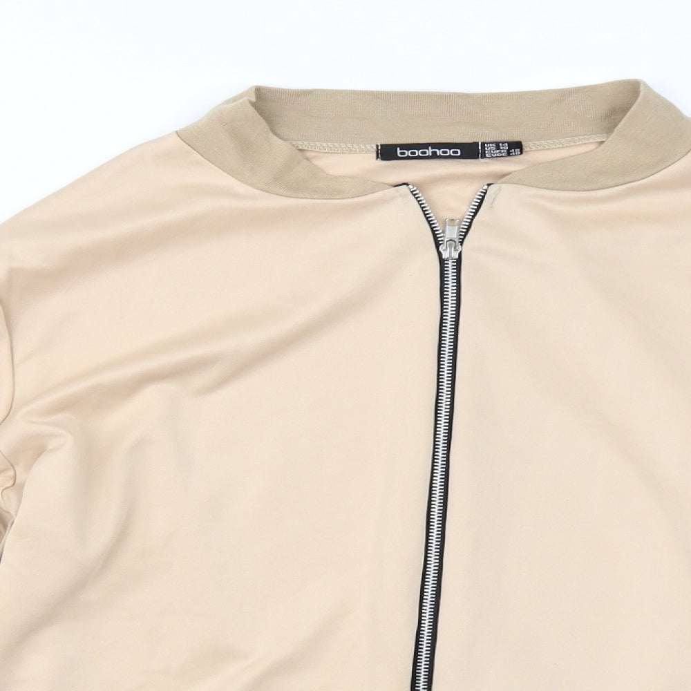 Boohoo Womens Beige   Bomber Jacket Jacket Size 14