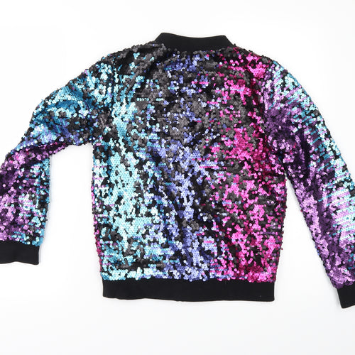 F&F Girls Multicoloured   Bomber Jacket Jacket Size 11-12 Years  - sequin