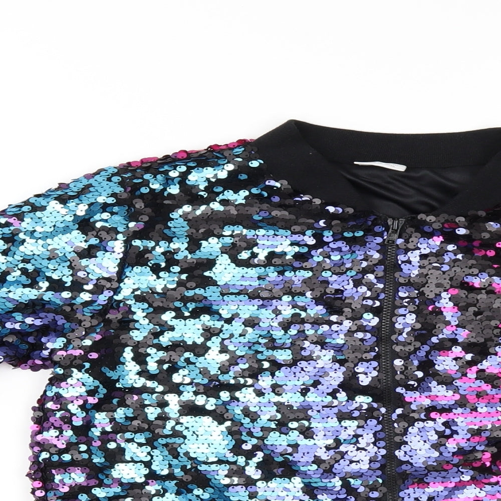 F&F Girls Multicoloured   Bomber Jacket Jacket Size 11-12 Years  - sequin