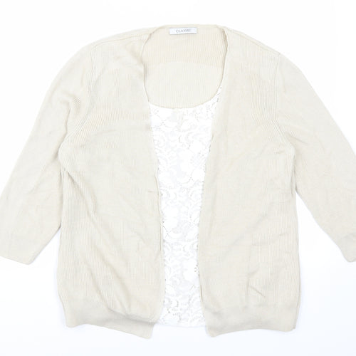 Marks and Spencer Womens Beige  Lace Cardigan Jumper Size 14  - Cardigan and Top All in One