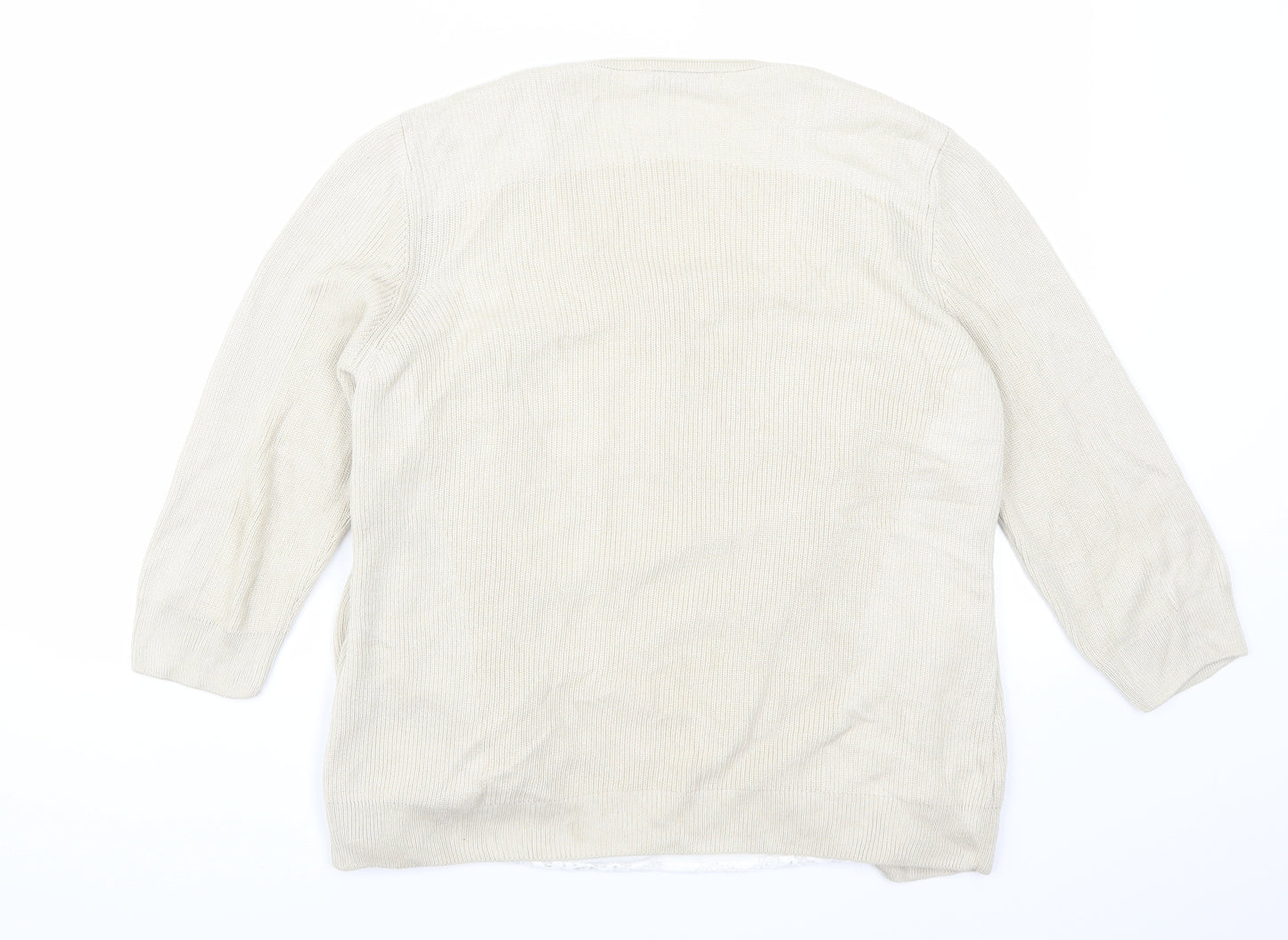 Marks and Spencer Womens Beige  Lace Cardigan Jumper Size 14  - Cardigan and Top All in One