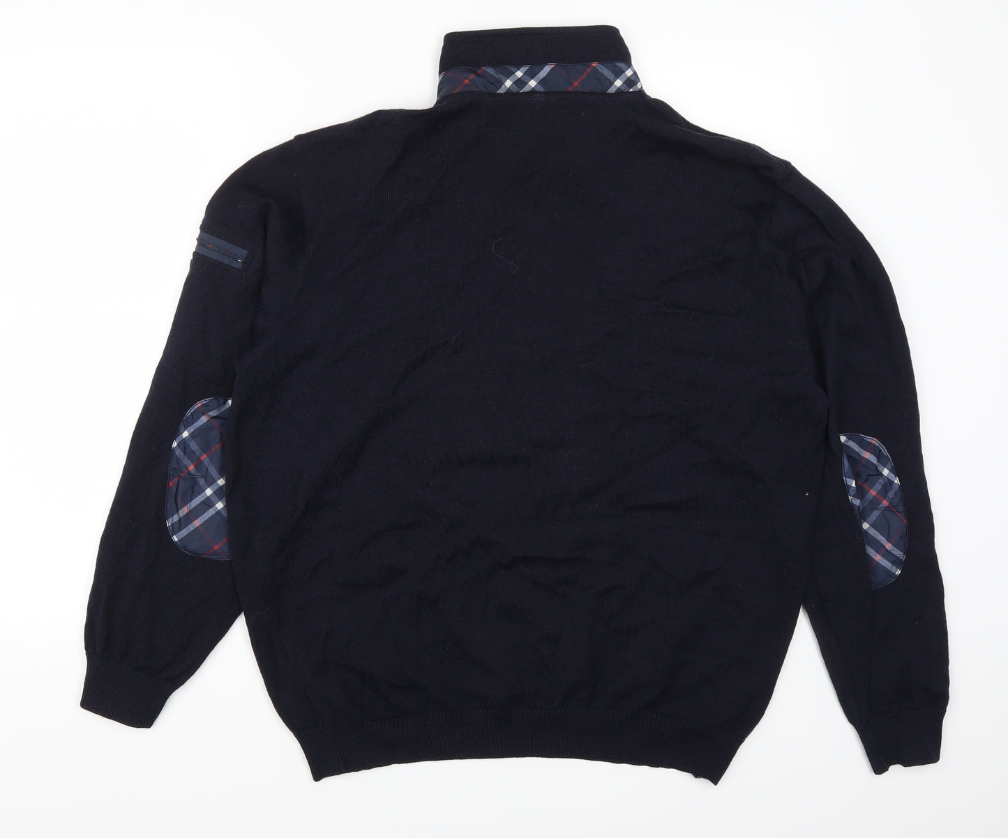 Paul Shark Mens Blue Check  Pullover Jumper Size L