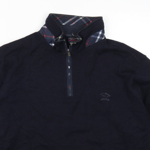 Paul Shark Mens Blue Check  Pullover Jumper Size L
