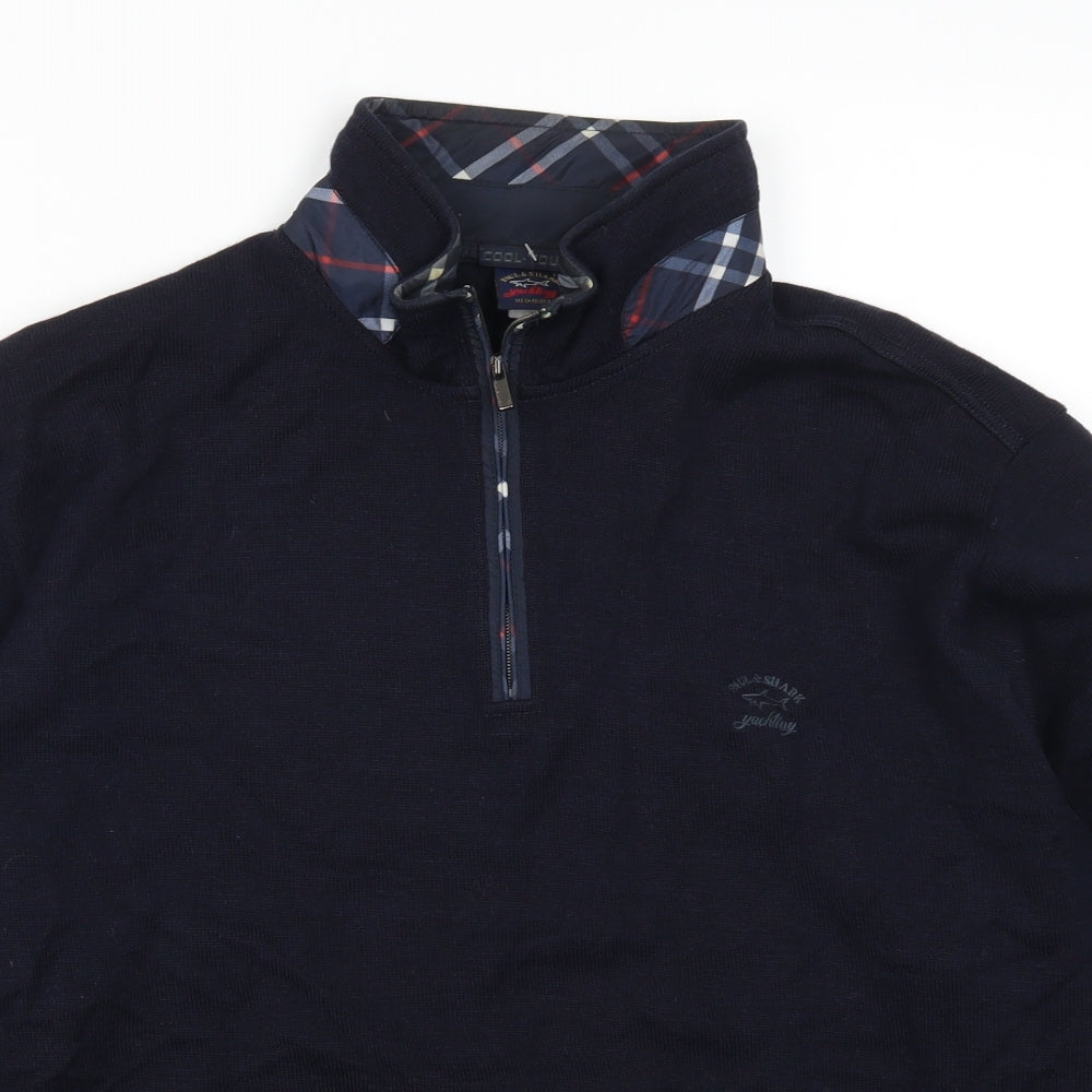 Paul Shark Mens Blue Check  Pullover Jumper Size L