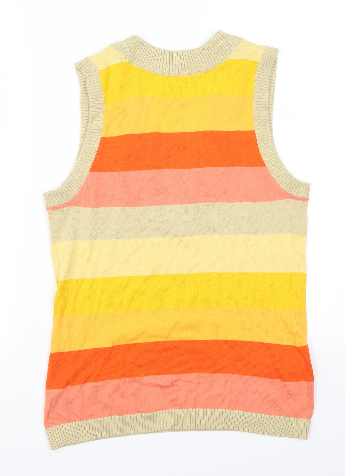 Penguin Mens Orange Striped  Vest Jumper Size M