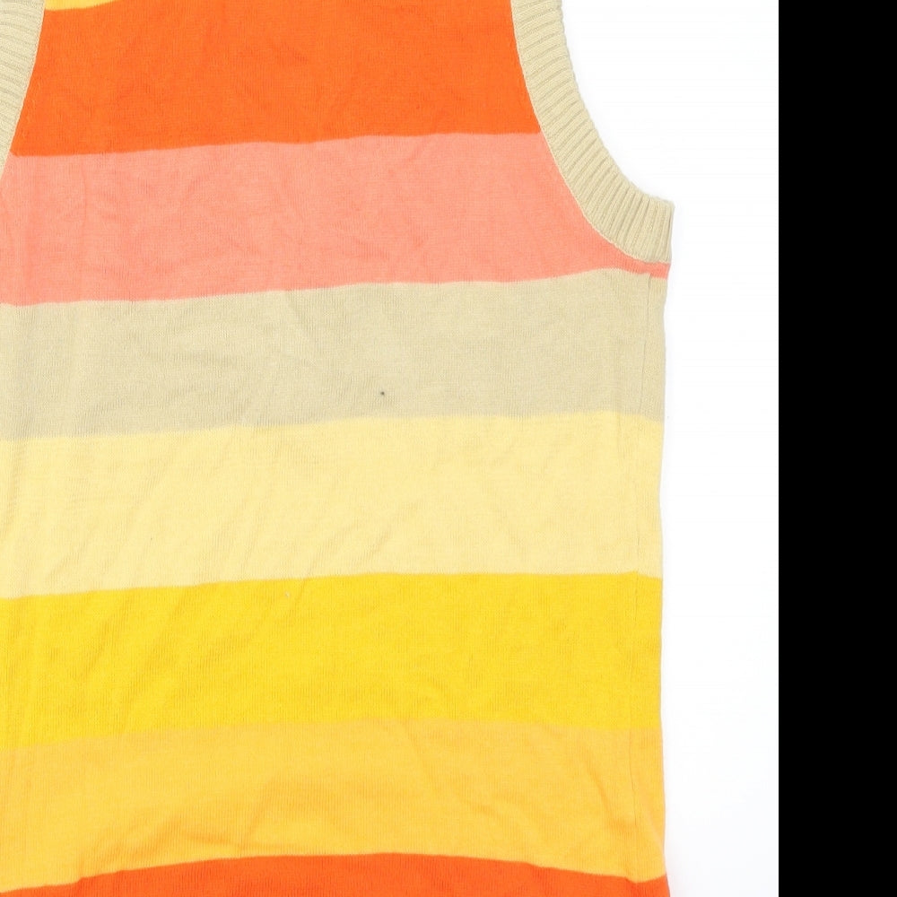 Penguin Mens Orange Striped  Vest Jumper Size M