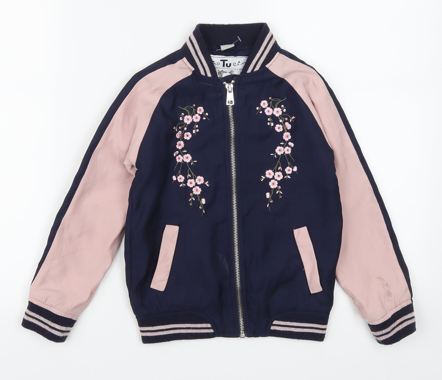 TU Girls Blue Flecked  Bomber Jacket Jacket Size 6 Years  - Pink