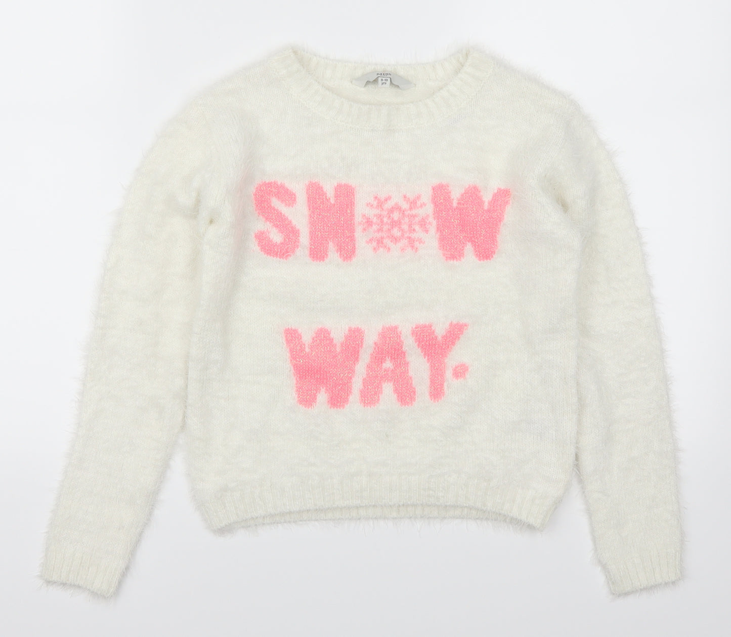 Miss Evie Girls White   Pullover Jumper Size 9-10 Years  - Snow Way