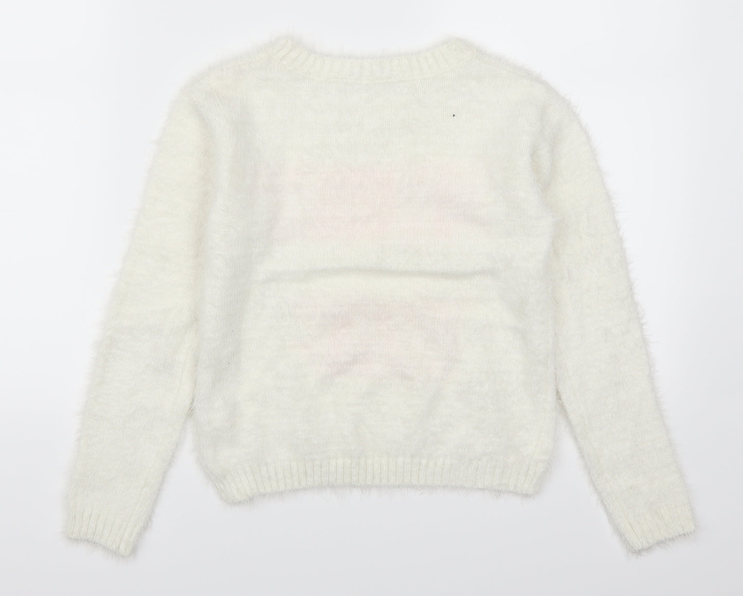 Miss Evie Girls White   Pullover Jumper Size 9-10 Years  - Snow Way